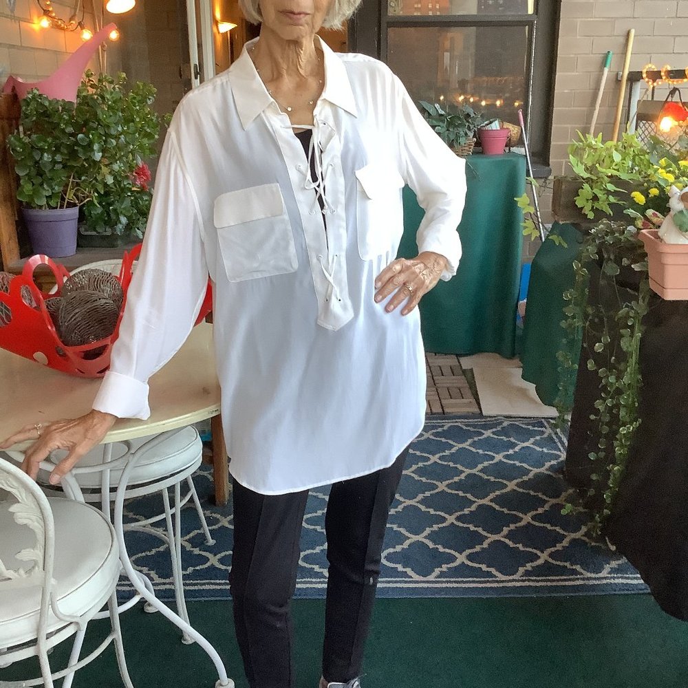 Equipment Classic White Womans Lace-up Front Shirt